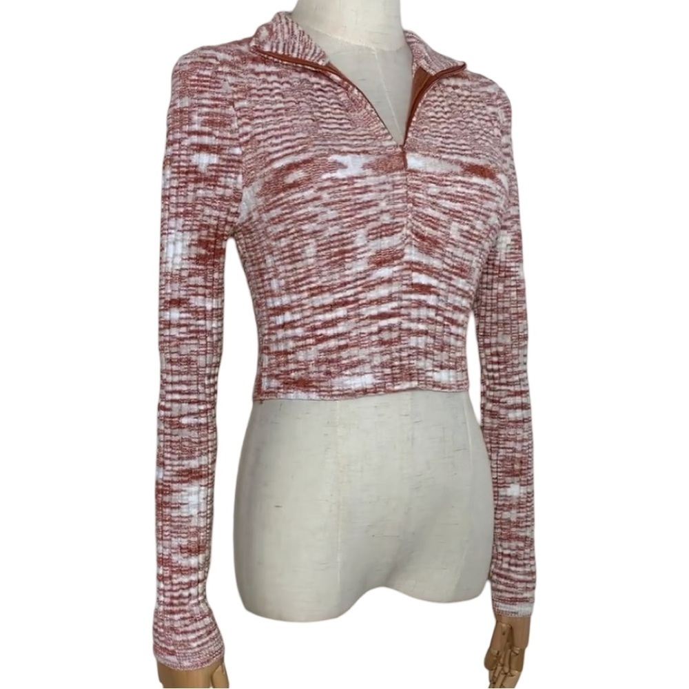 Urban Outfitters Ty Chenille Space Dye Half-Zip Crop Top Size S - Picture 5 of 17